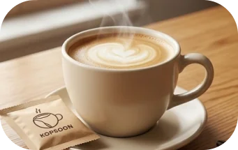 Penyajian panas KOPSOON kopi santan instan